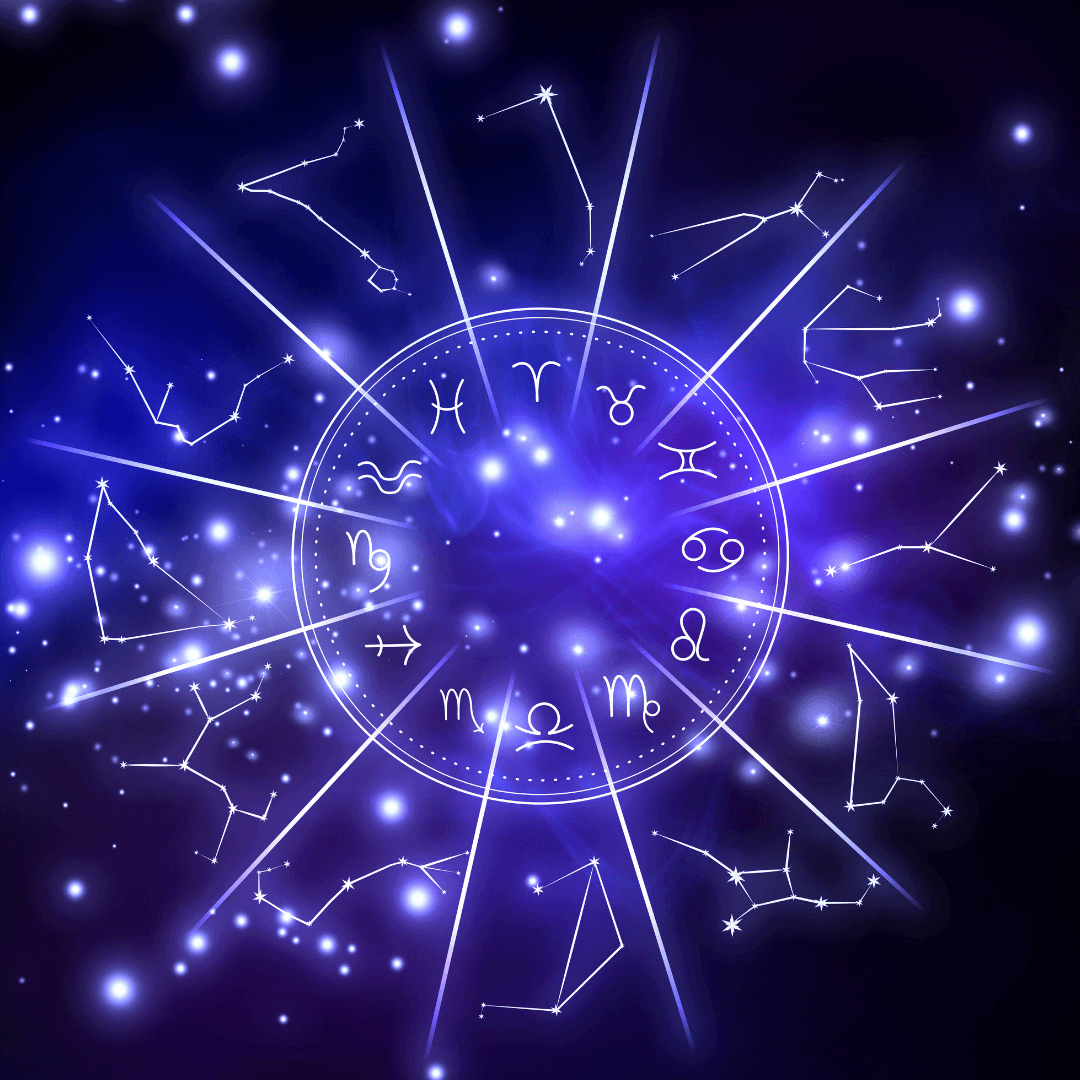 Astrology chart with planetary positions and symbols