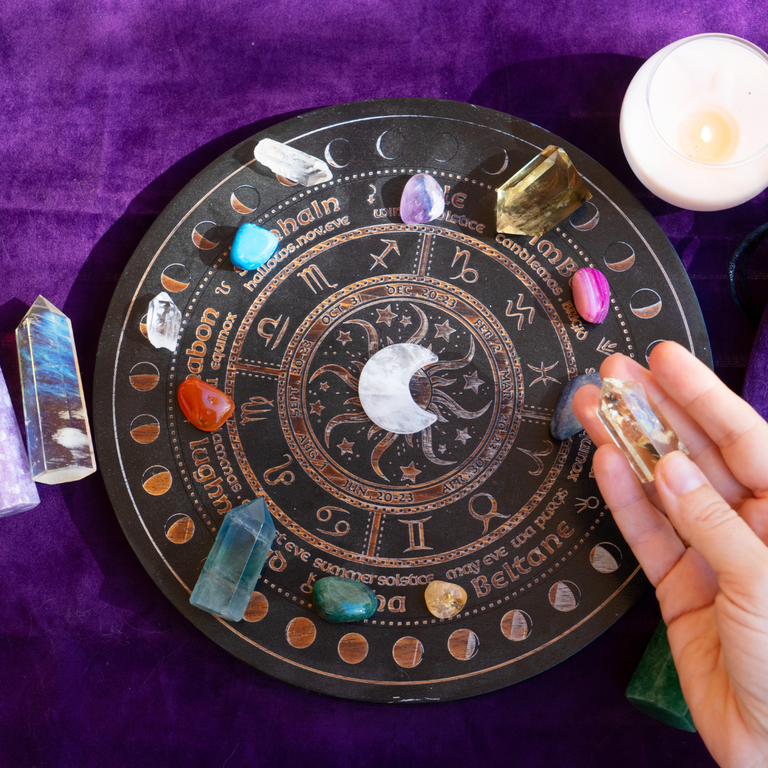 Crystal ball and healing crystals